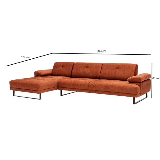 Corner Sofa Mustang Large Left - Orange Orange Corner Sofa Mustang Large Left - Orange Orange