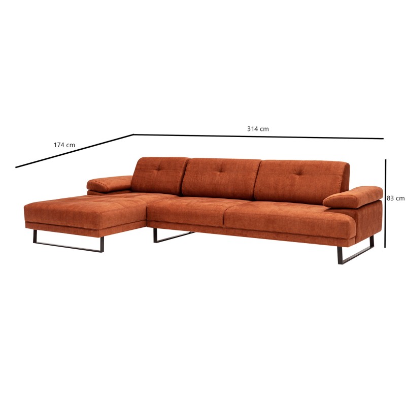Corner Sofa Mustang Large Left - Orange Orange