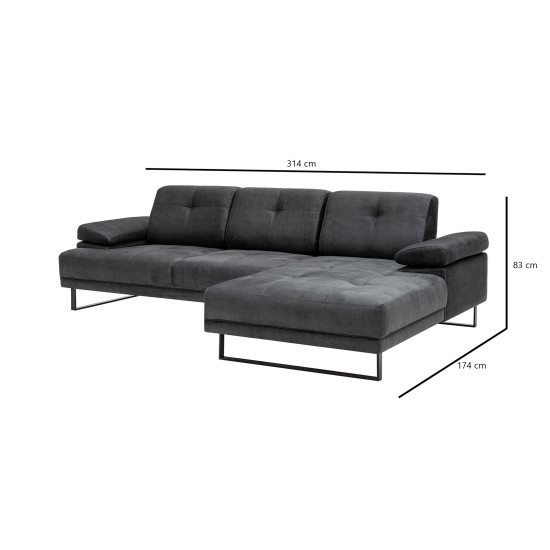 Corner Sofa Mustang Large Right - Antracite Anthracite Corner Sofa Mustang Large Right - Antracite Anthracite