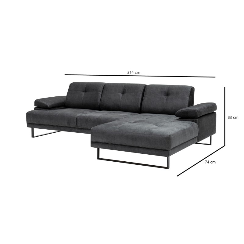Corner Sofa Mustang Large Right - Antracite Anthracite