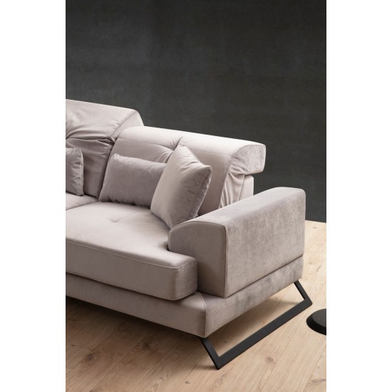 Corner Sofa Frido Left (Chl+3R) - Light Grey Light Grey Corner Sofa Frido Left (Chl+3R) - Light Grey Light Grey