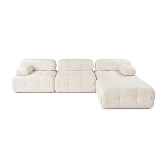 Corner Sofa Doblo 3 Seater with Pouffe ( L1-O1-1R-Pouffe) - Cream Cream Corner Sofa Doblo 3 Seater with Pouffe ( L1-O1-1R-Pouffe) - Cream Cream