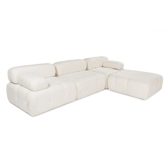 Corner Sofa Doblo 3 Seater with Pouffe ( L1-O1-1R-Pouffe) - Cream Cream Corner Sofa Doblo 3 Seater with Pouffe ( L1-O1-1R-Pouffe) - Cream Cream