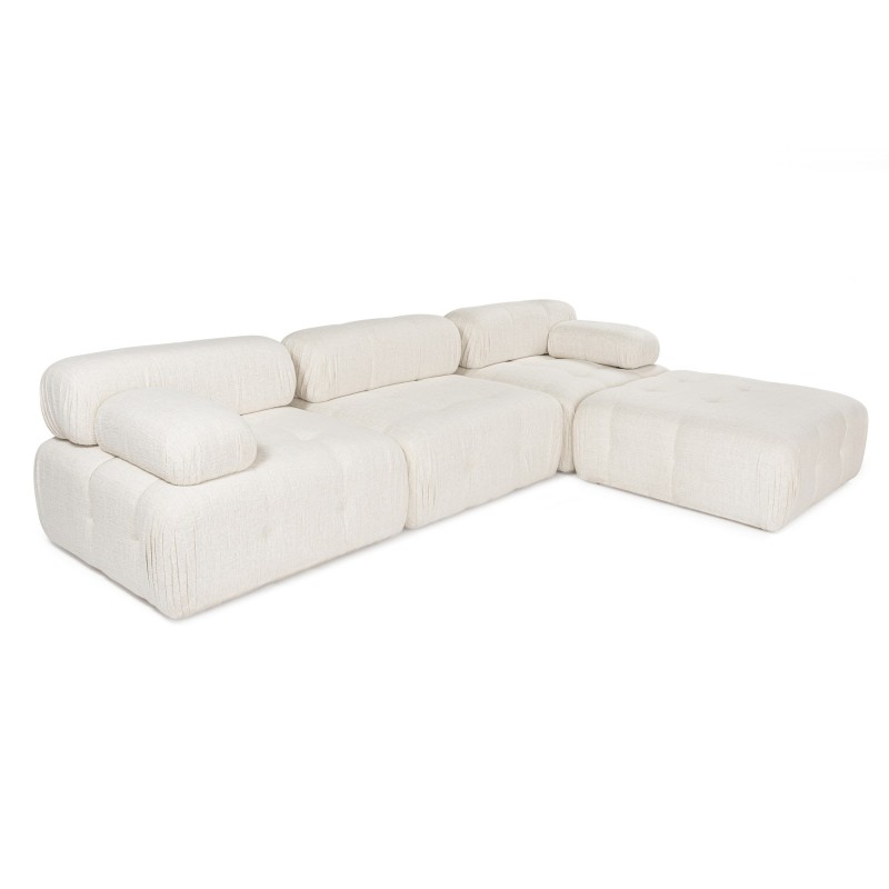 Γωνιακός Καναπές 3 με Πουφ ( L1-O1-1R-Pouffe) - Χρώμα Cream - 315x105x8εκ