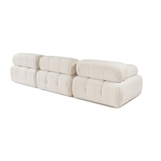 Corner Sofa Doblo 3 Seater with Pouffe ( L1-O1-1R-Pouffe) - Cream Cream Corner Sofa Doblo 3 Seater with Pouffe ( L1-O1-1R-Pouffe) - Cream Cream