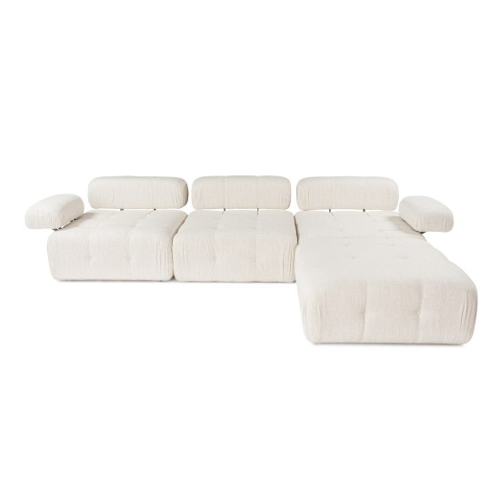 Corner Sofa Doblo 3 Seater with Pouffe ( L1-O1-1R-Pouffe) - Cream Cream Corner Sofa Doblo 3 Seater with Pouffe ( L1-O1-1R-Pouffe) - Cream Cream