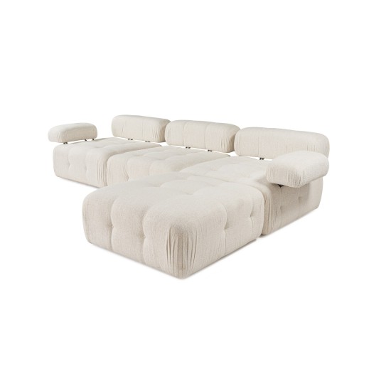 Corner Sofa Doblo 3 Seater with Pouffe ( L1-O1-1R-Pouffe) - Cream Cream Corner Sofa Doblo 3 Seater with Pouffe ( L1-O1-1R-Pouffe) - Cream Cream