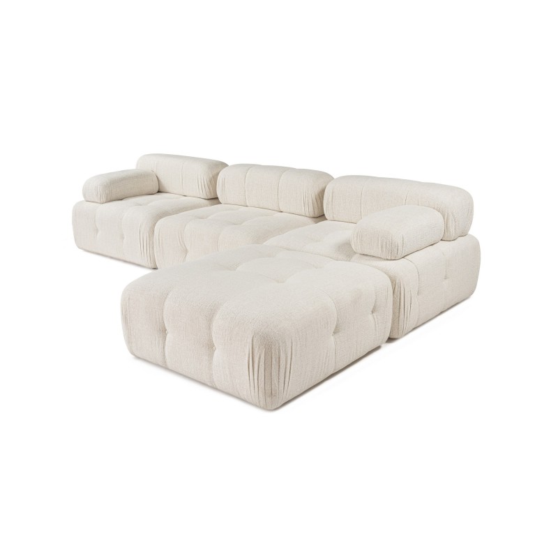 Γωνιακός Καναπές 3 με Πουφ ( L1-O1-1R-Pouffe) - Χρώμα Cream - 315x105x8εκ