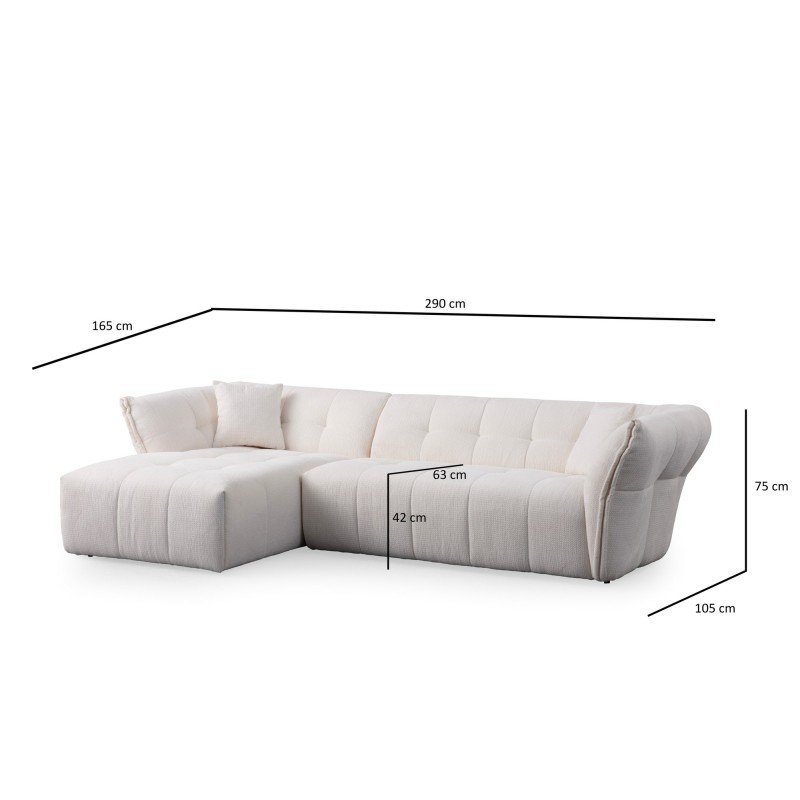 Corner Sofa Boxer Left - White White