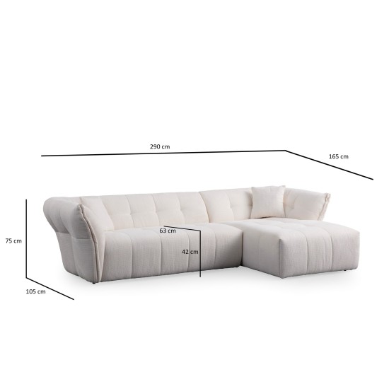 Corner Sofa Boxer Right - White White Corner Sofa Boxer Right - White White