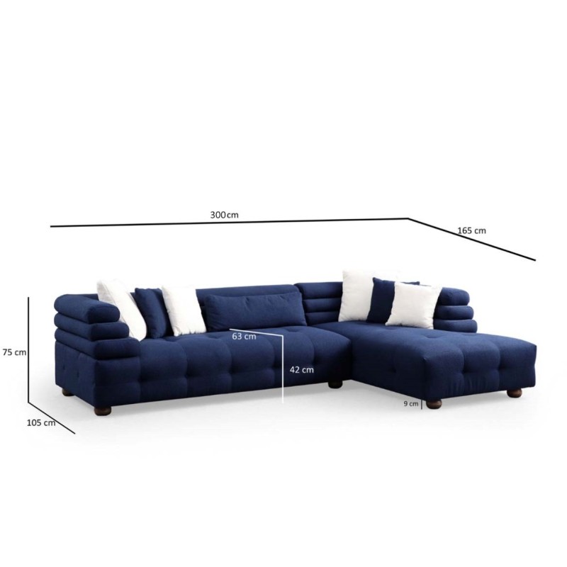 Corner Sofa Boston Right - Night Blue Night Blue