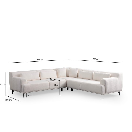 Corner Sofa Jaguar Corner L2-C-2R - White White Corner Sofa Jaguar Corner L2-C-2R - White White