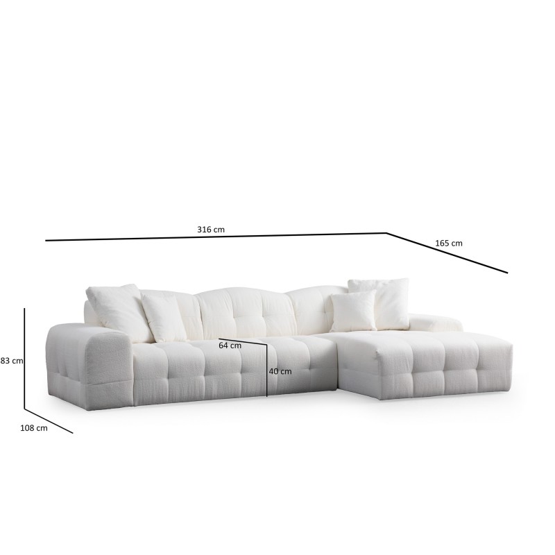 Corner Sofa Pescara Corner Right (L2-Chl) - White White