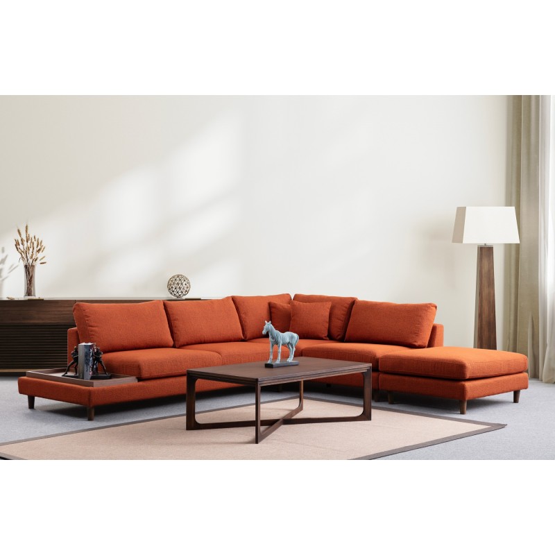 Corner Sofa New Tulip With Pouf - Orange Orange