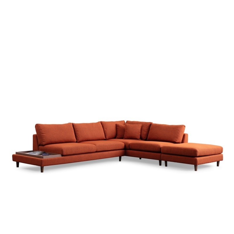 Corner Sofa New Tulip With Pouf - Orange Orange