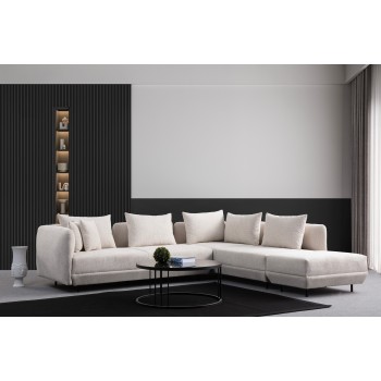 Γωνιακός Καναπές - Floransa -Χρώμα Λευκό - 310x264x102