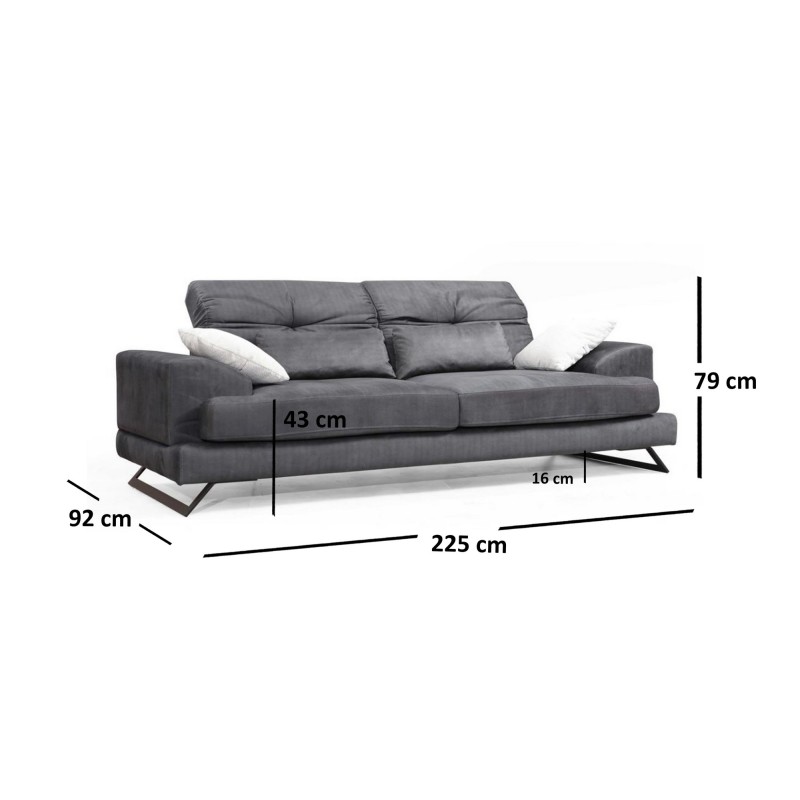 Atelier del Sofa 3-Seat Sofa Frido 3 Seater Anthracite