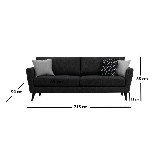 3-Seat Sofa Mayorka 3 Seater Dark Grey 3-Seat Sofa Mayorka 3 Seater Dark Grey