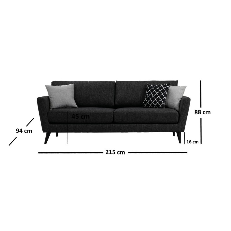 3-Seat Sofa Mayorka 3 Seater Dark Grey