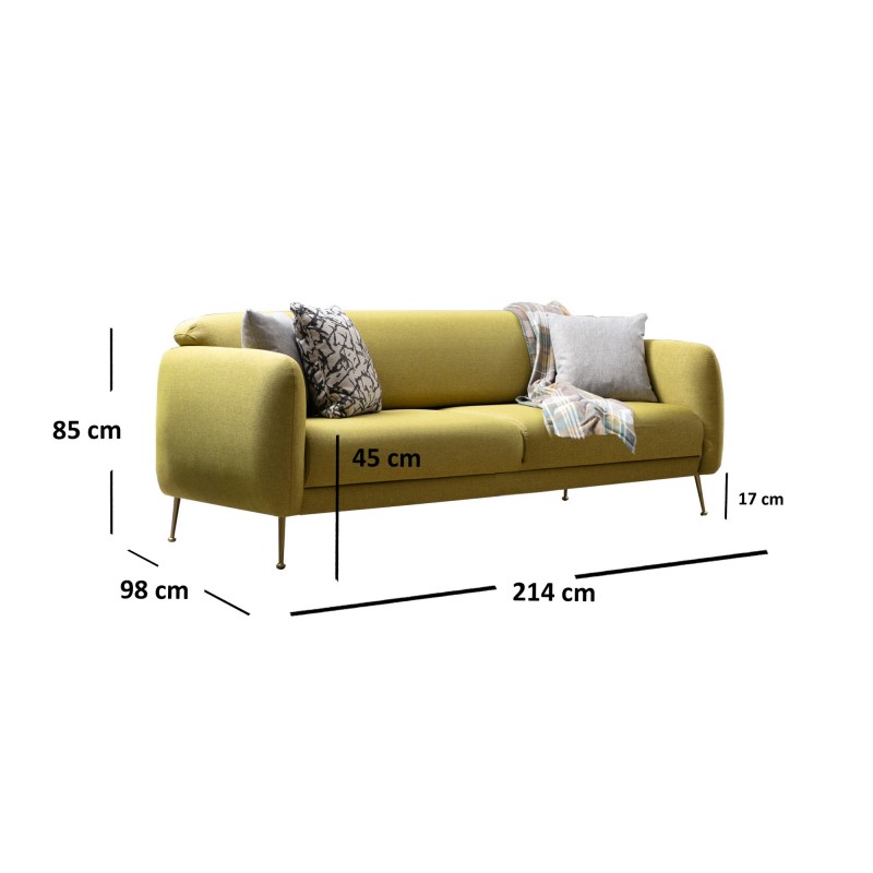 3-Seat Sofa-Bed Sevilla 3 Seater - Yellow Yellow