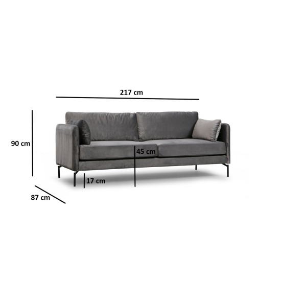 3-Seat Sofa Sino 3 Seater Grey 3-Seat Sofa Sino 3 Seater Grey