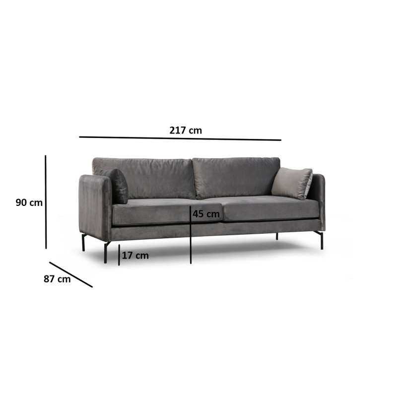 3-Seat Sofa Sino 3 Seater Grey