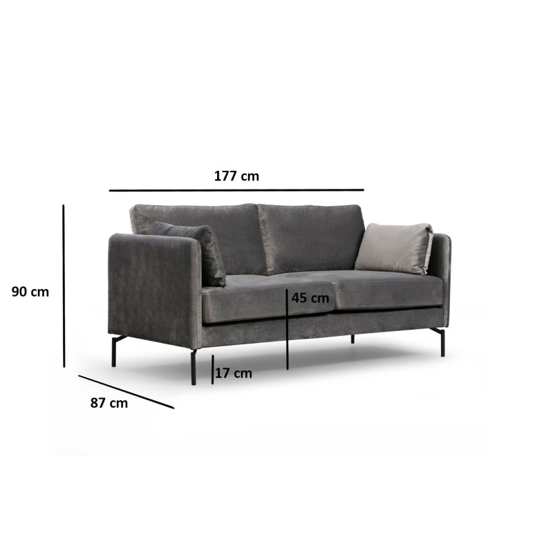 2-Seat Sofa Sino 2 Seater Grey
