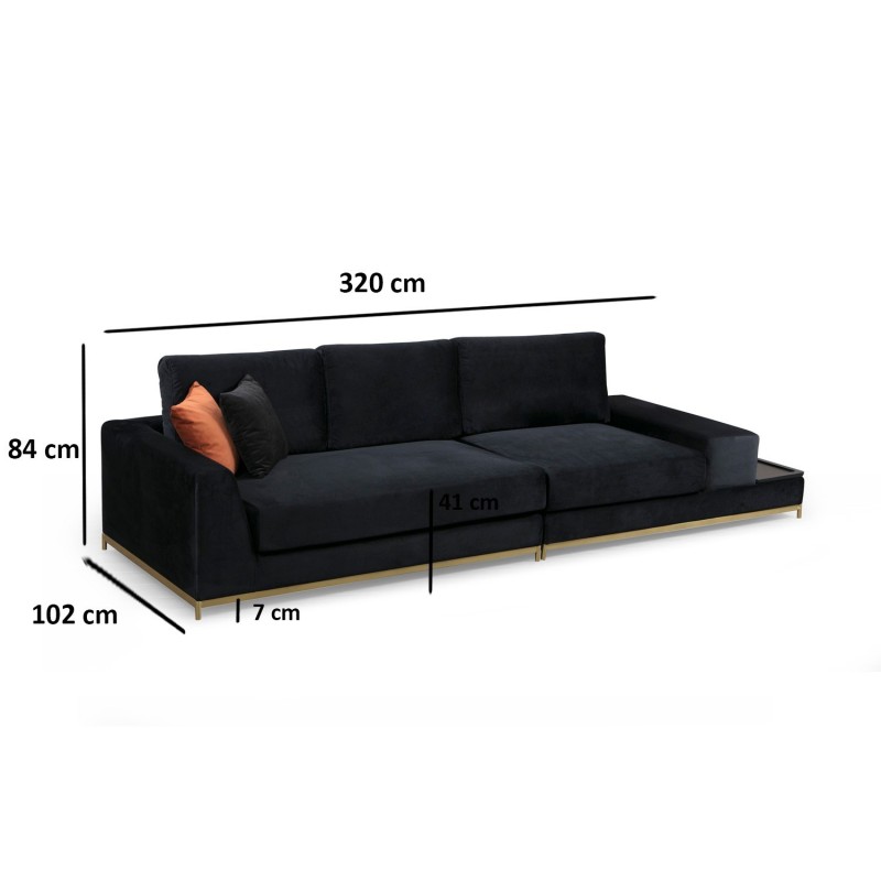 4-Seat Sofa Line With Side Table - Black Black
Gold