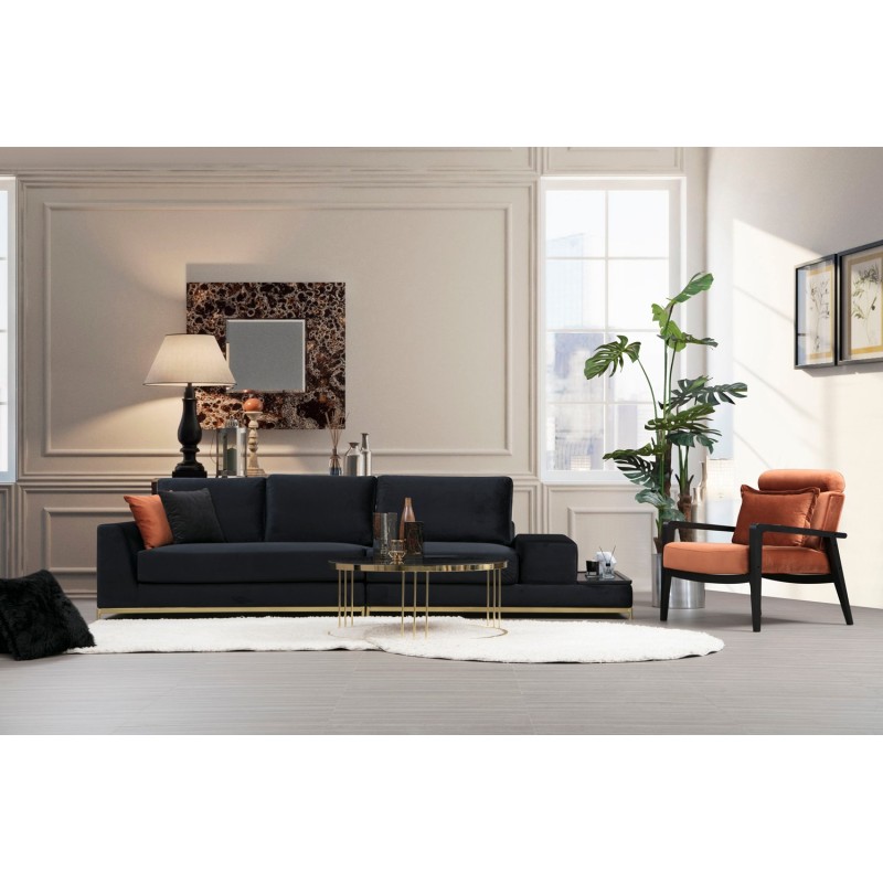 4-Seat Sofa Line With Side Table - Black Black
Gold