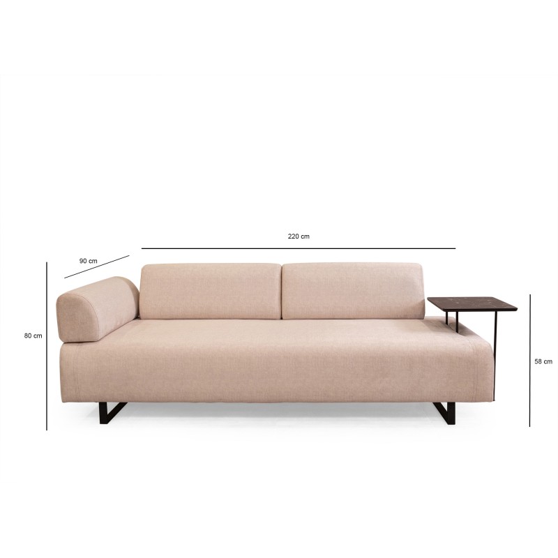 3-Seat Sofa-Bed Infinity with Side Table - Beige Beige