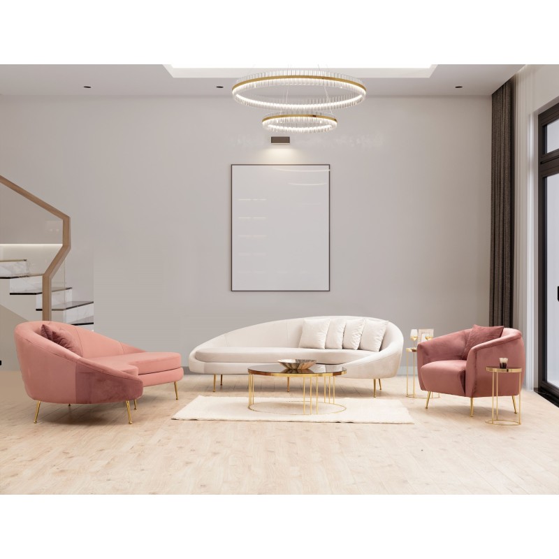 Τριθέσιος Καναπές Eses Αριστερή Γωνία - Χρώμα Ροζ- 255x120x85εκ