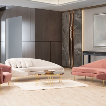 Τριθέσιος Καναπές Eses Δεξιά Γωνία - Χρώμα Ροζ- 255x120x85εκ