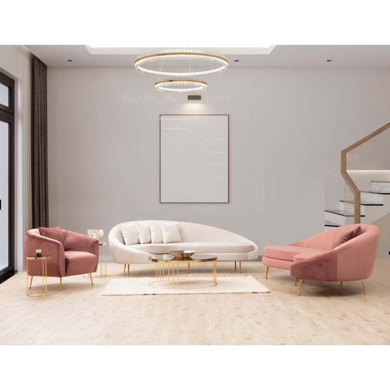 Τριθέσιος Καναπές Eses Δεξιά Γωνία - Χρώμα Ροζ- 255x120x85εκ