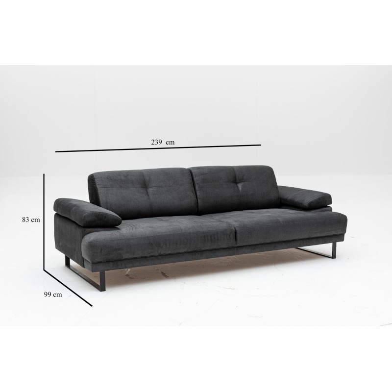 Atelier del Sofa 3-Seat Sofa-Bed Mustang - Anthracite Anthracite