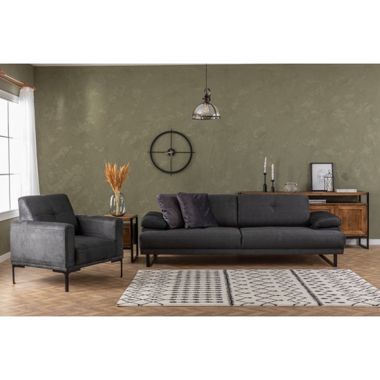 3-Seat Sofa-Bed Mustang - Anthracite Anthracite Atelier del Sofa 3-Seat Sofa-Bed Mustang - Anthracite Anthracite