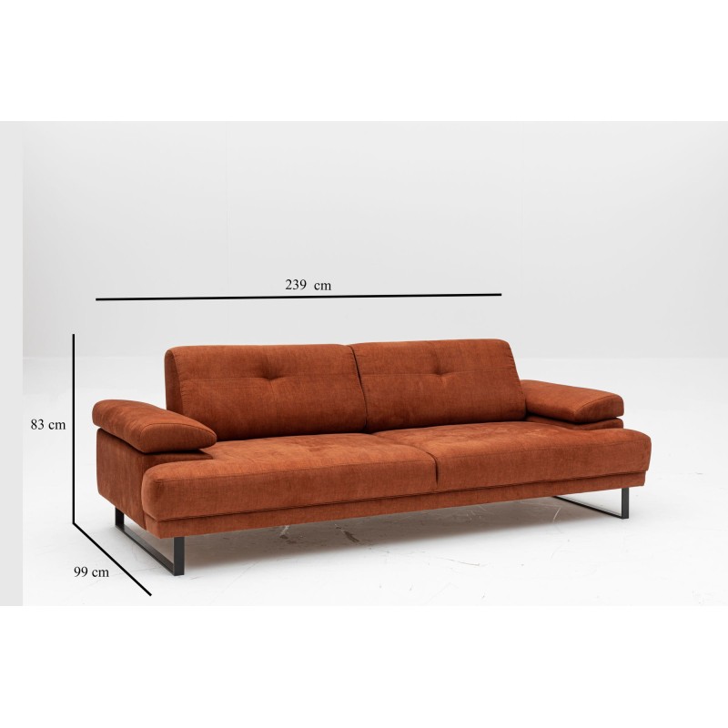 Atelier del Sofa 3-Seat Sofa-Bed Mustang - Orange Orange