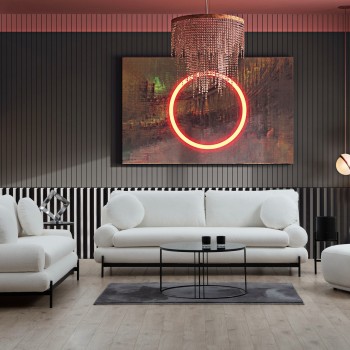 Τριθέσιος Καναπές - Livorno - Χρώμα Λευκό - 230x92x85εκ