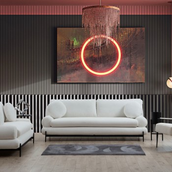 Τριθέσιος Καναπές - Livorno - Χρώμα Λευκό - 230x92x85εκ