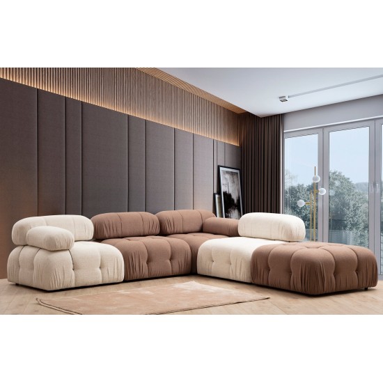 1-Seat Sofa Bubble 1R - Cream Bouclette Cream 1-Seat Sofa Bubble 1R - Cream Bouclette Cream