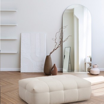 Πουφ Σκαμπό - Cady Ottoman - Χρώμα Μπεζ - 120x80x42εκ