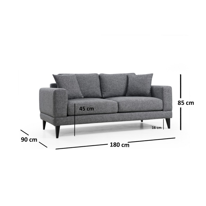Atelier del Sofa 2-Seat Sofa Nordic 2 Seater Dark Grey