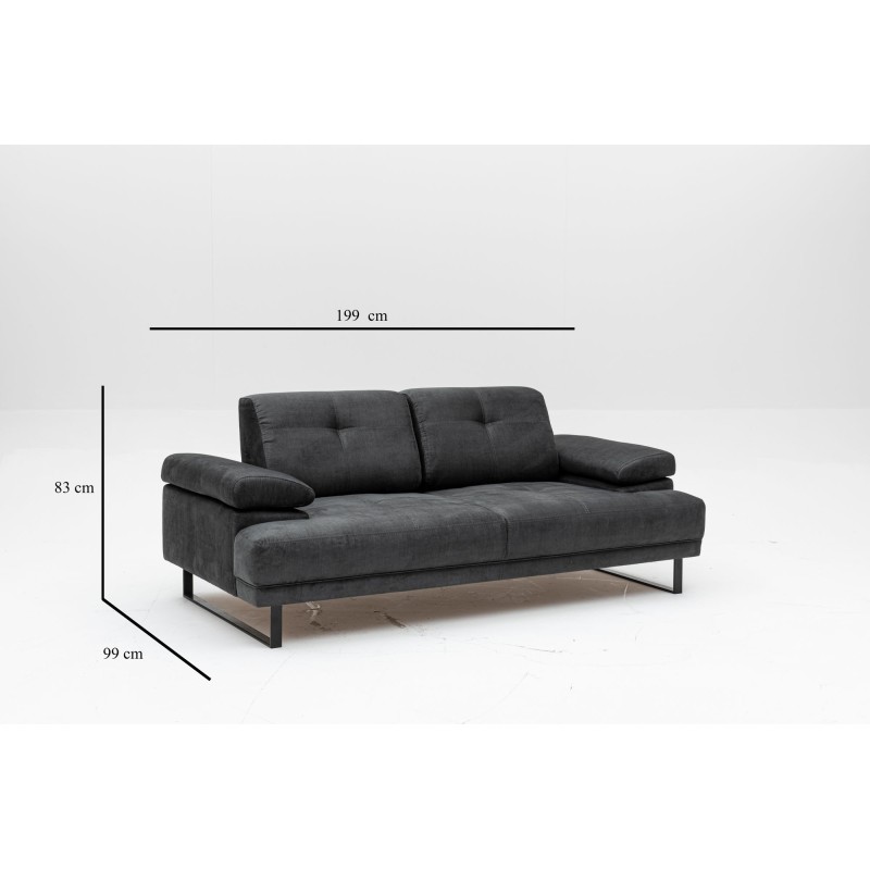 Atelier del Sofa 2-Seat Sofa-Bed Mustang - Anthracite Anthracite
