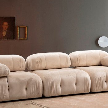 Τριθέσιος Καναπές - Bubble ( L1-O1-1R) - Χρώμα  Velvet Cream 