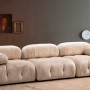 Τριθέσιος Καναπές - Bubble ( L1-O1-1R) - Χρώμα  Velvet Cream 