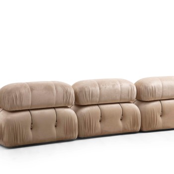 Τριθέσιος Καναπές - Bubble ( L1-O1-1R) - Χρώμα  Velvet Cream 