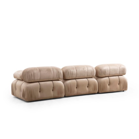 Τριθέσιος Καναπές - Bubble ( L1-O1-1R) - Χρώμα  Velvet Cream -