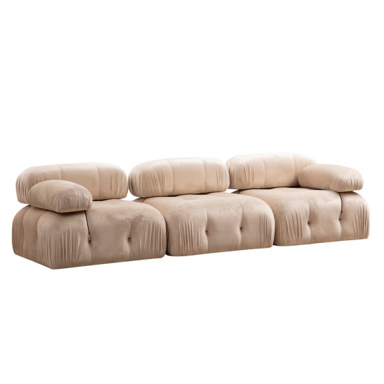 Τριθέσιος Καναπές - Bubble ( L1-O1-1R) - Χρώμα  Velvet Cream -