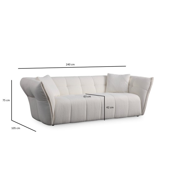 Τριθέσιος Καναπές - Boxer 3 - Χρώμα Λευκό - 240x105x75εκ Τριθέσιος Καναπές - Boxer 3 - Χρώμα Λευκό - 240x105x75εκ
