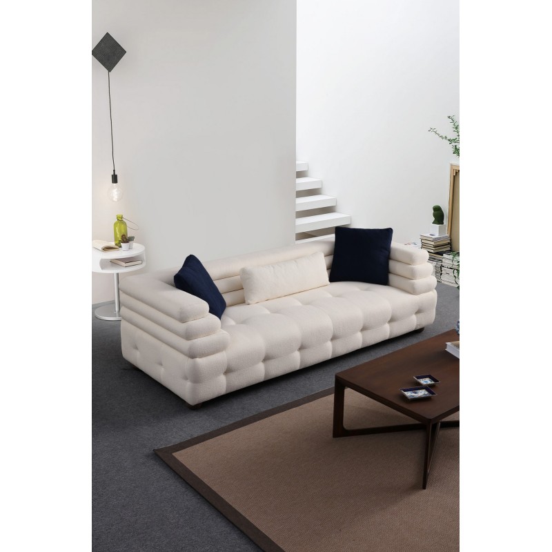 Τριθέσιος Καναπές - Boston 3 - Χρώμα Λευκό - 255x102x75εκ