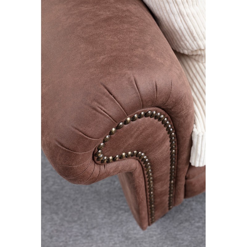 Τριθέσιος Καναπές  Fresno - Χρώμα Λευκό Καφέ - 300X115x80εκ